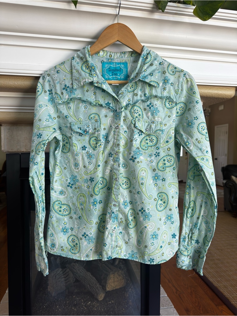 Limited Too Girls Y2K Paisley Button Down Shirt Western‎ Boho Print XXL
